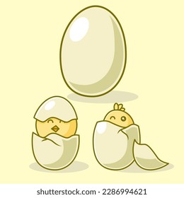 collection of simple design illustrations of eggs and chicks