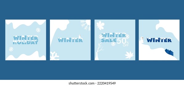 Kollektion einfache Design Winterferien Vektorgrafik