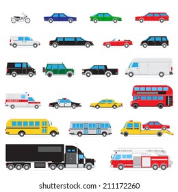 The collection of simple and different kinds and types of cars