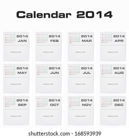 collection of simple editable vector calendar 2014 separated by month
