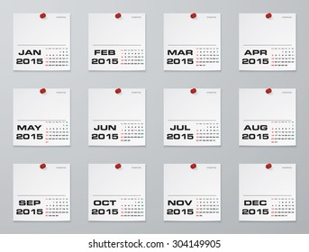 Collection of simple editable vector calendar 2015 Vector Background. For your idea and presentation.