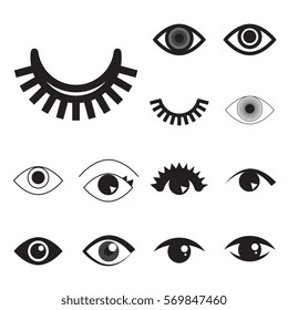 Colección del icono simple del ojo o del logotipo aislado