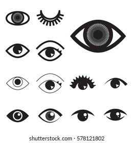 Collection of Simple Eye Icon Or Logo Isolated