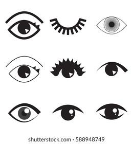 Collection of Simple Eye Icon Or Logo Isolated