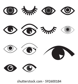 Collection of Simple Eye Icon Or Logo Isolated