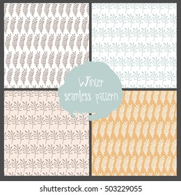 Collection simple floral seamless pattern.