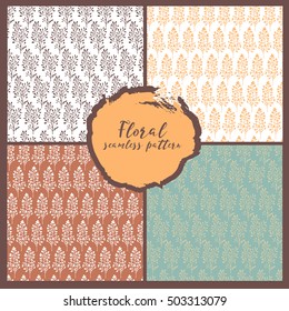 Collection simple floral seamless pattern.