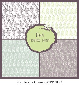 Collection simple floral seamless pattern.