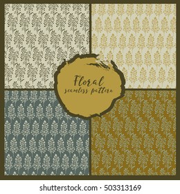 Collection simple floral seamless pattern.