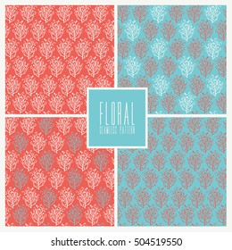 Collection simple floral seamless pattern.