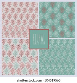 Collection simple floral seamless pattern.
