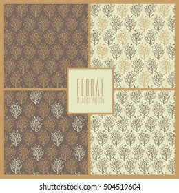 Collection simple floral seamless pattern.