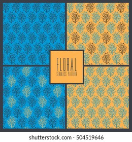 Collection simple floral seamless pattern.
