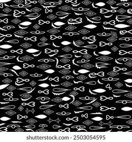 Collection of simple geometric seamless ornamental vector leaf's patterns and swatches. White and grey geometric oriental backgrounds.
