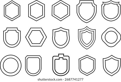 Sammlung von einfachen geometrischen Formen Badges und Schilde Umrisse Design