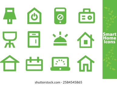 Collection of Simple Green Household and Technology Icons