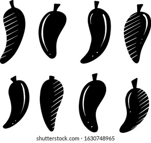 A Collection of Simple Hand Drawn Chilli or Chili Peppers Vector 