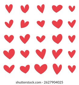 A collection of simple heart vector icons. Perfect for romantic, wedding, or love-themed graphic designs.