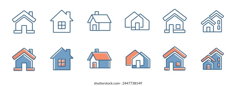 collection of simple home icon set - real estate house symbol vector illustration