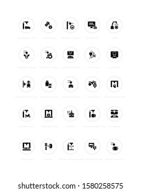 Collection simple icons of 3d cars printing on a white background with names. Modern black and white signs for websites, mobile apps, and concepts