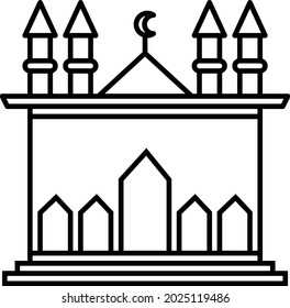 Eine Sammlung einfacher Symbole über Moscheen und islamische Nuancen, Ramadan, die für Grafikdesign verwendet werden