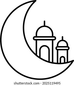 A collection of simple icons about mosques and Islamic nuances, Ramadan, used for graphic design
