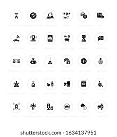 Collection simple icons of autonomous car on a white background with names. Modern black and white signs for websites, mobile apps, and concepts