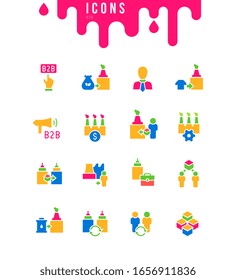 Colección de simples iconos de b2b en un fondo blanco. Signos modernos en blanco y negro para sitios web, aplicaciones móviles y conceptos