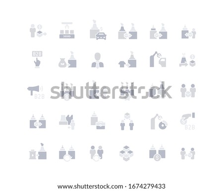 Collection simple icons of b2b on a white background. Modern gray shadows signs for websites, mobile apps, and concepts
