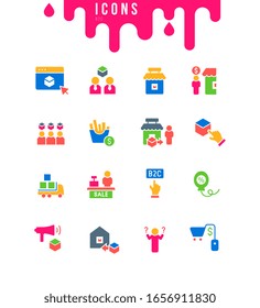 Collection simple icons of b2c on a white background. Modern black and white signs for websites, mobile apps, and concepts