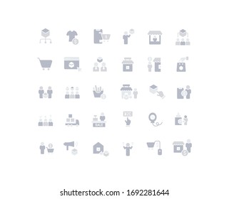 Collection simple icons of b2c on a white background. Modern gray shadows signs for websites, mobile apps, and concepts