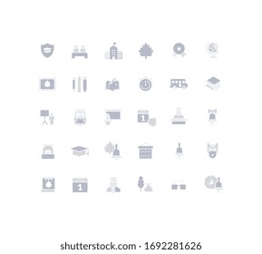 Collection simple icons of back to school on a white background. Modern gray shadows signs for websites, mobile apps, and concepts