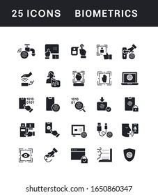 Collection simple icons of biometrics on a white background. Modern black and white signs for websites, mobile apps, and concepts