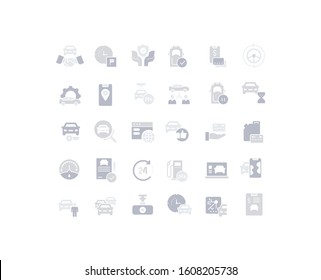 Collection simple icons of carsharing on a white background. Modern gray shadows signs for websites, mobile apps, and concepts