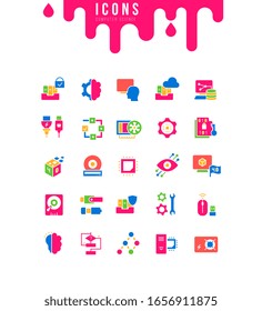 Colección de simples iconos de la informática en un fondo blanco. Signos modernos en blanco y negro para sitios web, aplicaciones móviles y conceptos