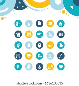 Collection simple icons of diabet on color circles. Modern white signs for websites, mobile apps, and concepts
