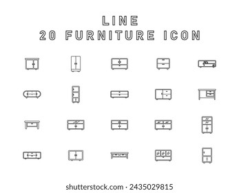 Collection Simple Icons Of Furniture For Modern Concepts, Web and Apps.