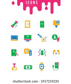 Collection simple icons of modern gadgets on a white background. Modern black and white signs for websites, mobile apps, and concepts