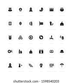 Collection simple icons of octoberfest on a white background with names. Modern black and white signs for websites, mobile apps, and concepts