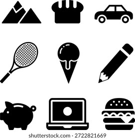 Colección de iconos simples en el fondo blanco para el uso del Web