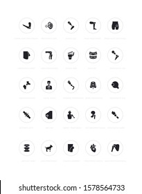 Collection simple icons of prosthetics on a white background with names. Modern black and white signs for websites, mobile apps, and concepts