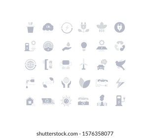 Collection simple icons of recycling on a white background. Modern gray shadows signs for websites, mobile apps, and concepts