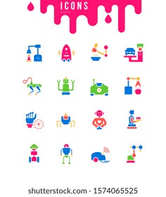 Collection simple icons of robots on a white background. Modern black and white signs for websites, mobile apps, and concepts
