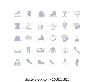 Collection simple icons of skating sports on a white background. Modern gray shadows signs for websites, mobile apps, and concepts