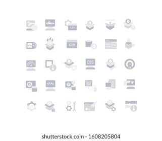 Collection simple icons of software on a white background. Modern gray shadows signs for websites, mobile apps, and concepts