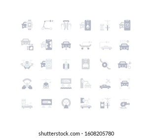 Collection simple icons of transport technology on a white background. Modern gray shadows signs for websites, mobile apps, and concepts