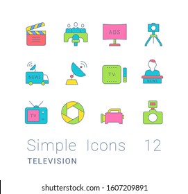 Collection simple icons of tv on a white background. Modern color signs for websites, mobile apps, and concepts