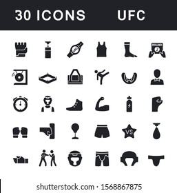 Collection simple icons of UFC on a white background. Modern black and white signs for websites, mobile apps, and concepts