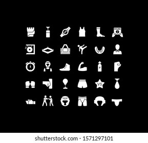 Collection simple icons of UFC on a black background. Modern white signs for websites, mobile apps, and concepts