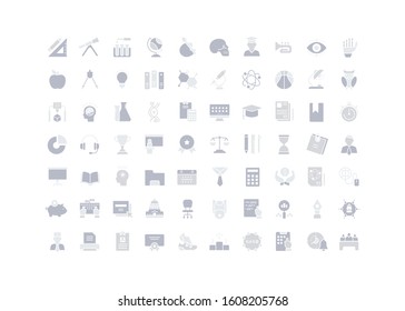 Collection simple icons of university on a white background. Modern gray shadows signs for websites, mobile apps, and concepts